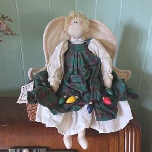 Plaid Green and White Decorative Doll